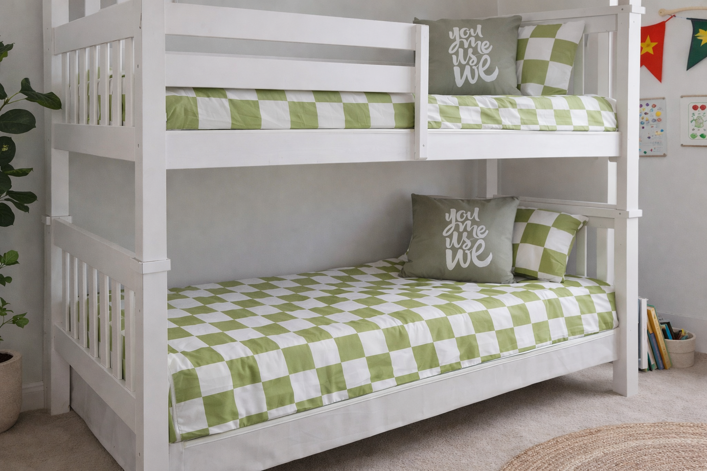 Green Checker King Single Zip-Up Bedding (Requires Zipasleep Inner)