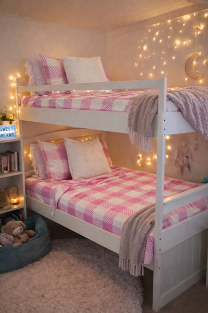 Pink Gingham Double Zip-Up Bedding (Requires Zipasleep Inner)