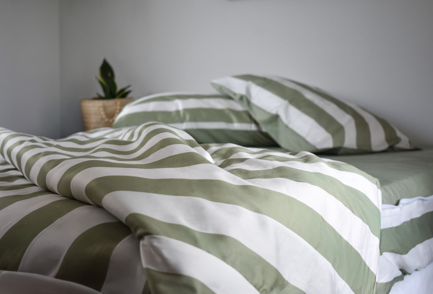Olive Stripe Double Zip-Up Bedding (Requires Zipasleep Inner)