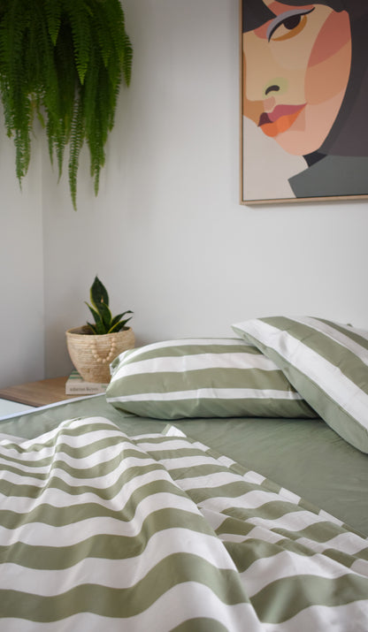 Olive Stripe Double Zip-Up Bedding (Requires Zipasleep Inner)