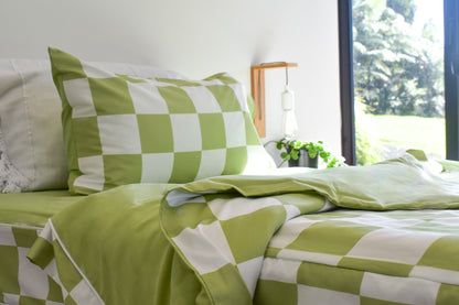 Green Checker Zip Up Bedding Set - 10% off at Checkout