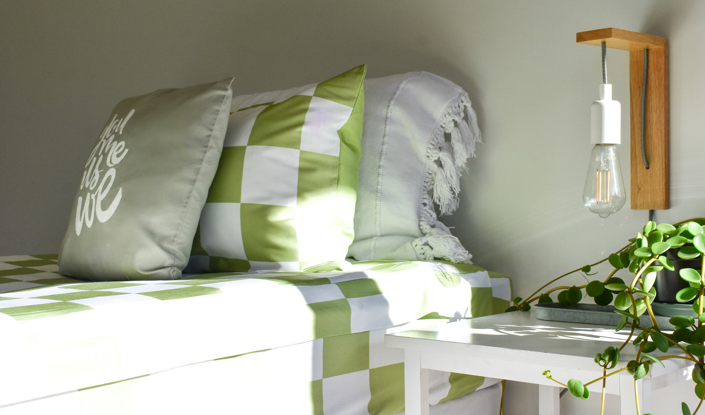 Green Checker Single Zip-Up Bedding (Requires Zipasleep Inner)