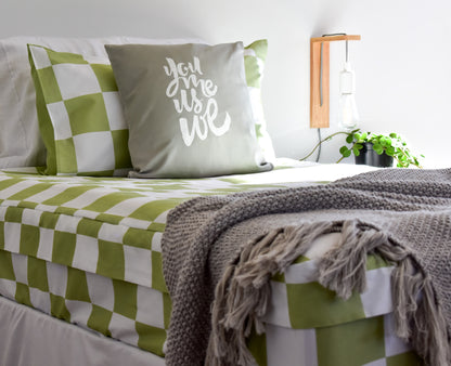 Green Checker Zip Up Bedding Set - 10% off at Checkout