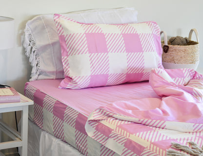 Pink Gingham Zip up Bedding Set - 10% off at Checkout