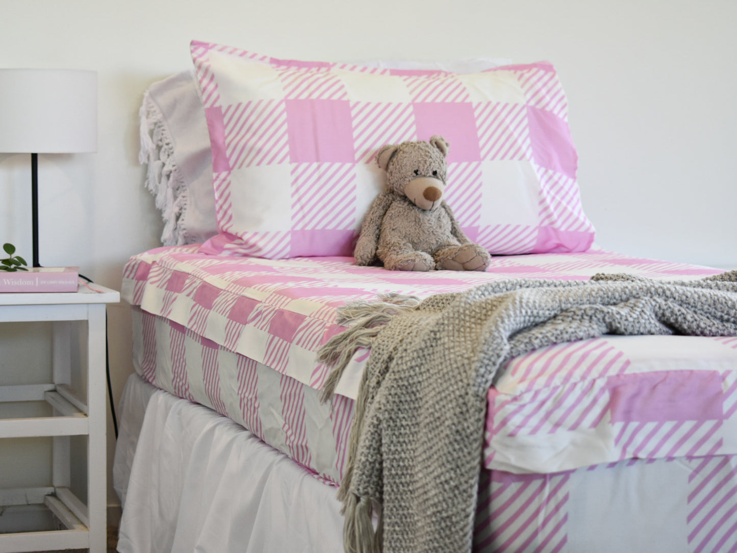 Pink Gingham Zip up Bedding Set - 10% off at Checkout
