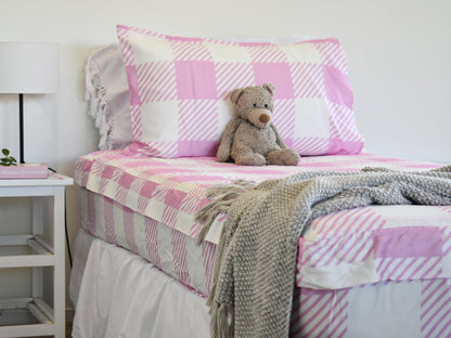 Pink Gingham Zip up Bedding Set - 10% off at Checkout