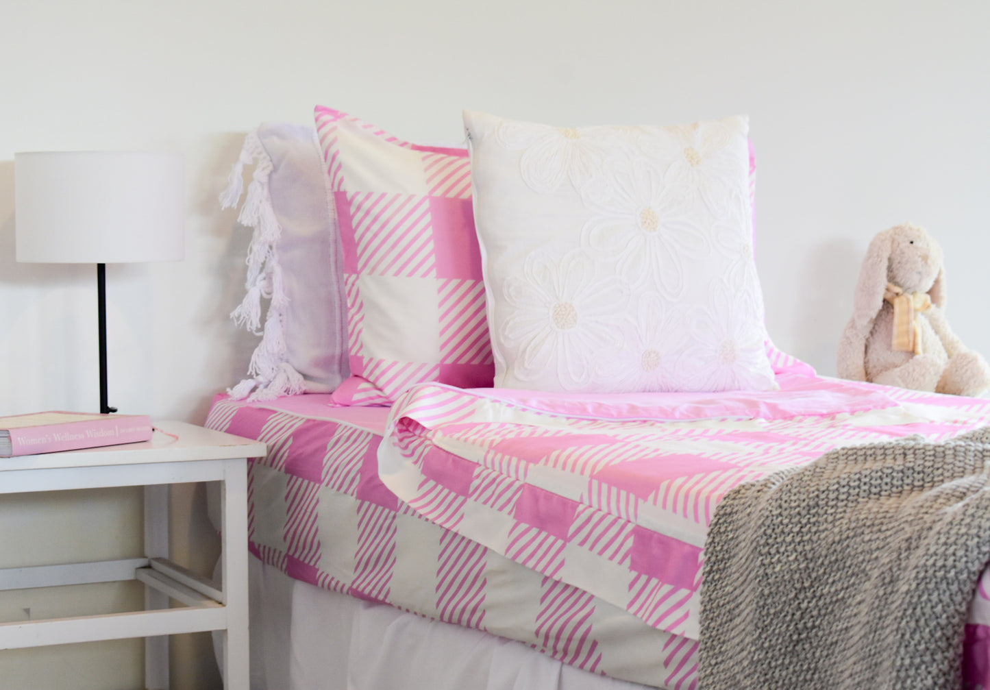 Pink Gingham Double Zip-Up Bedding (Requires Zipasleep Inner)