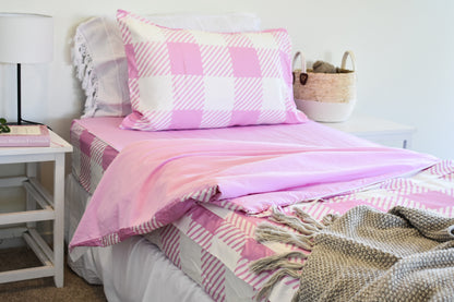 Pink Gingham Double Zip-Up Bedding (Requires Zipasleep Inner)