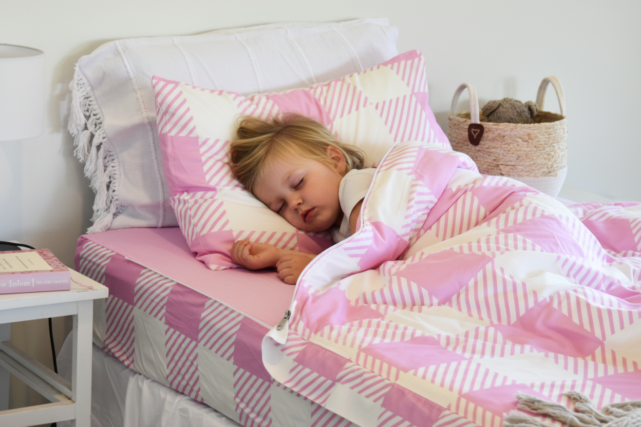 Pink Gingham Double Zip-Up Bedding (Requires Zipasleep Inner)